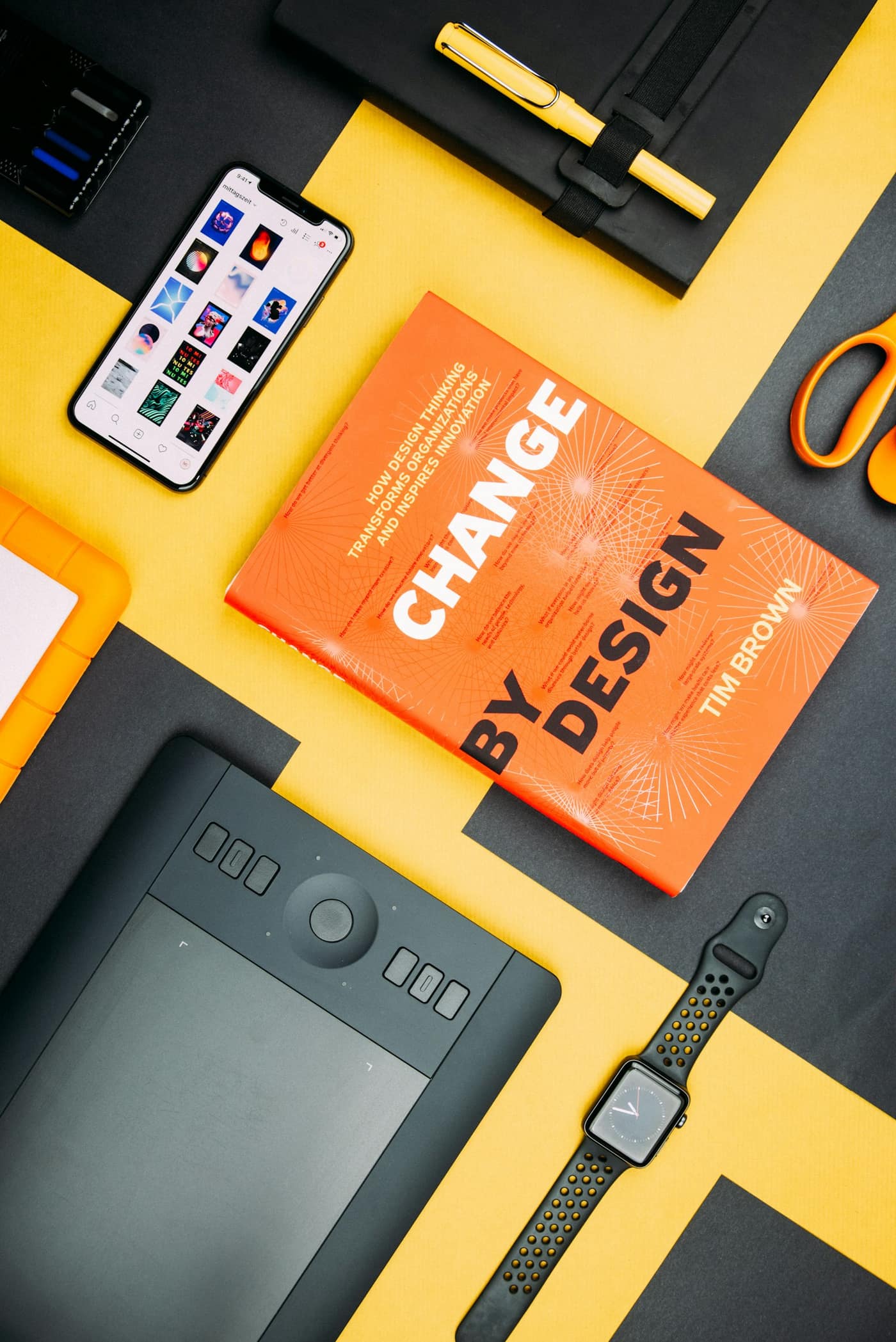 A brand design book on a workspace
