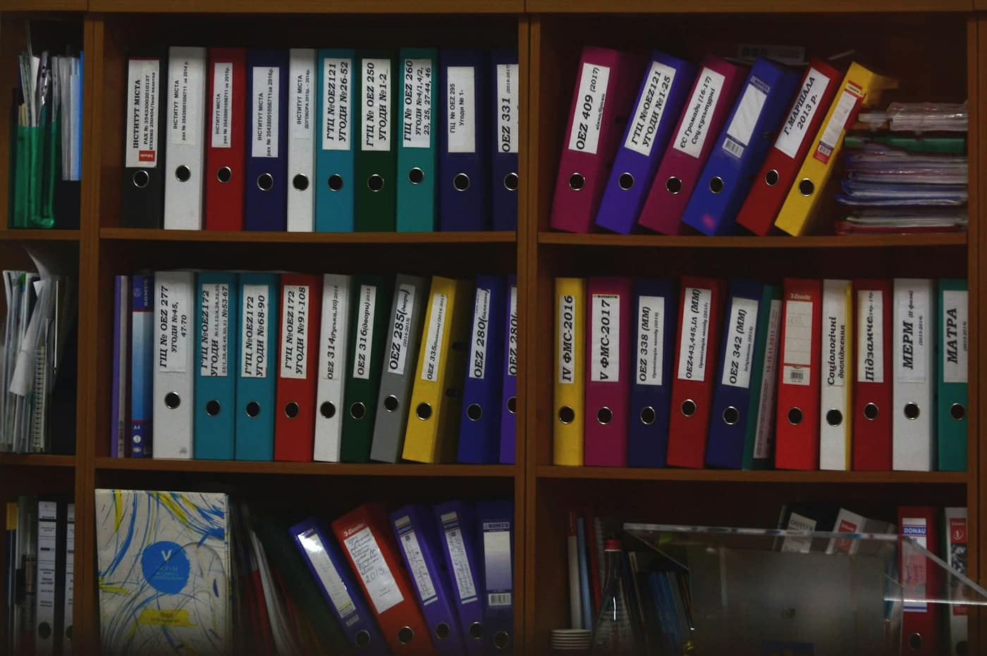Business documents and files on a desk