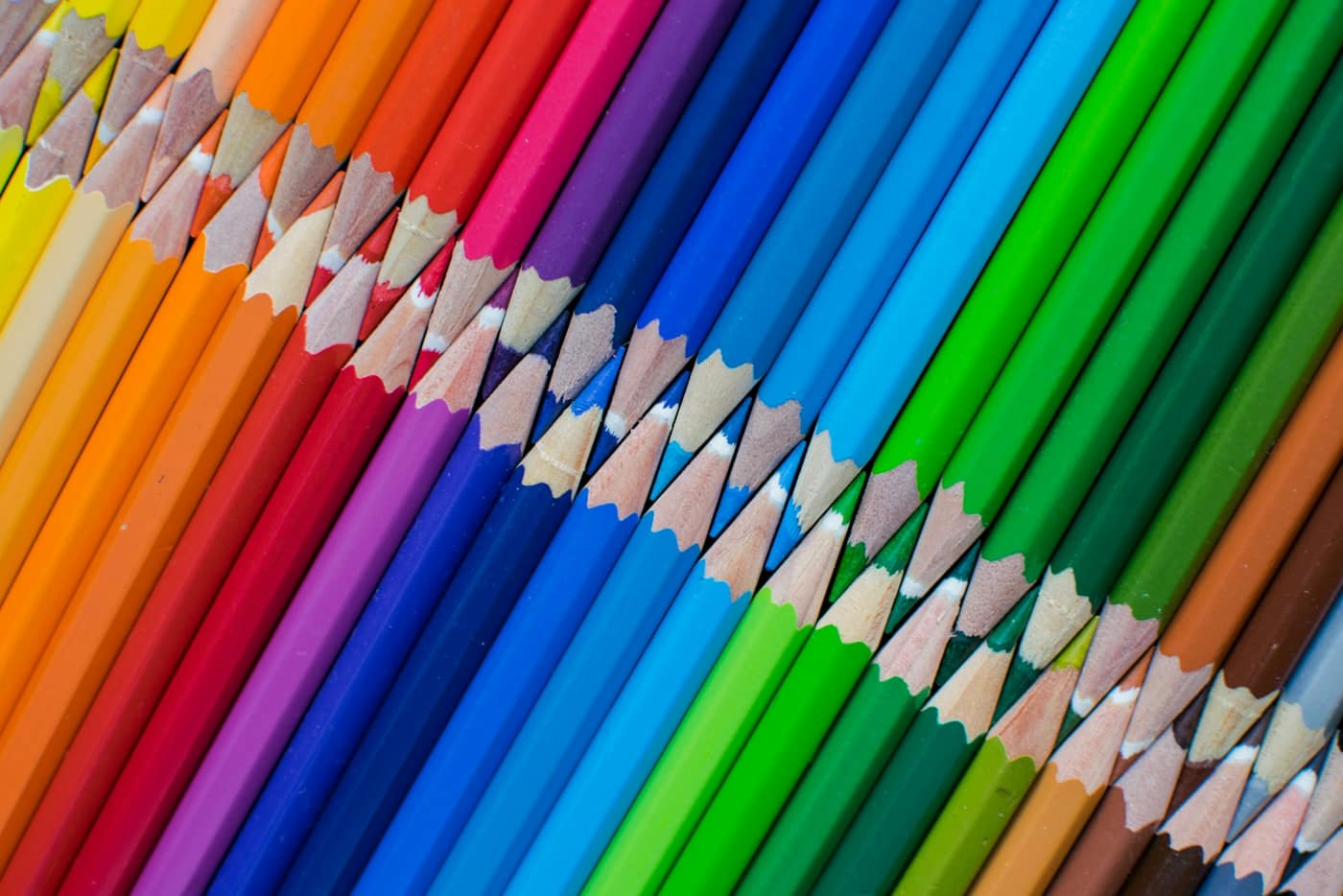 A row of coloured pencils