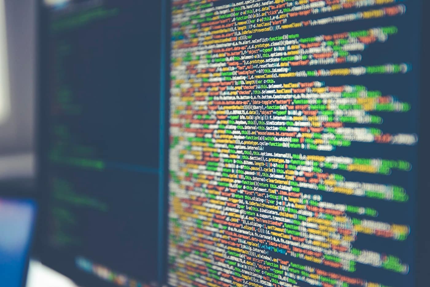Colourful code on a computer monitor