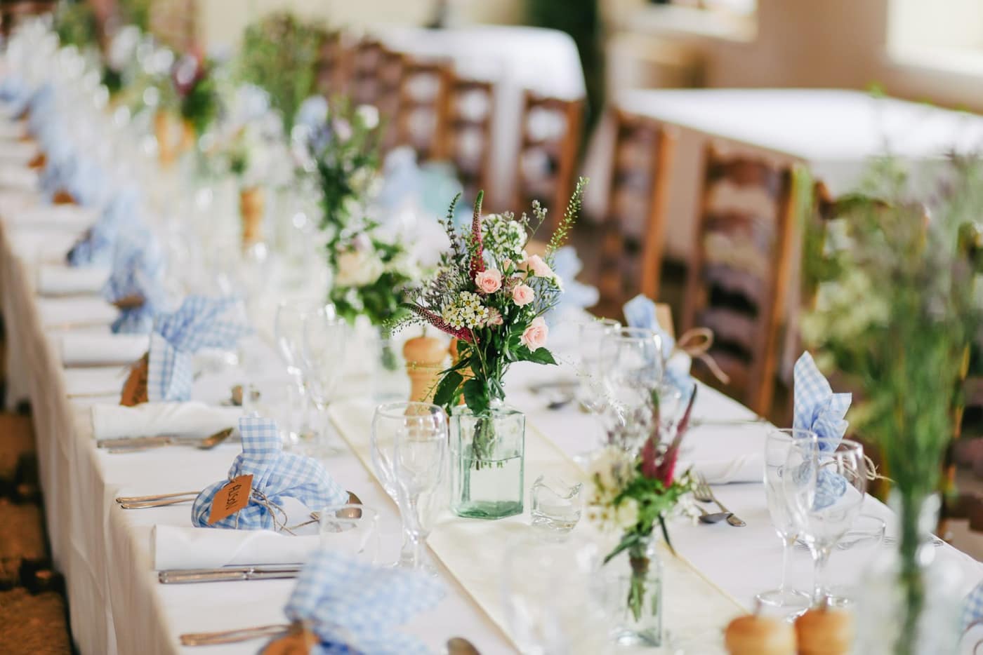 A decorated event table setup