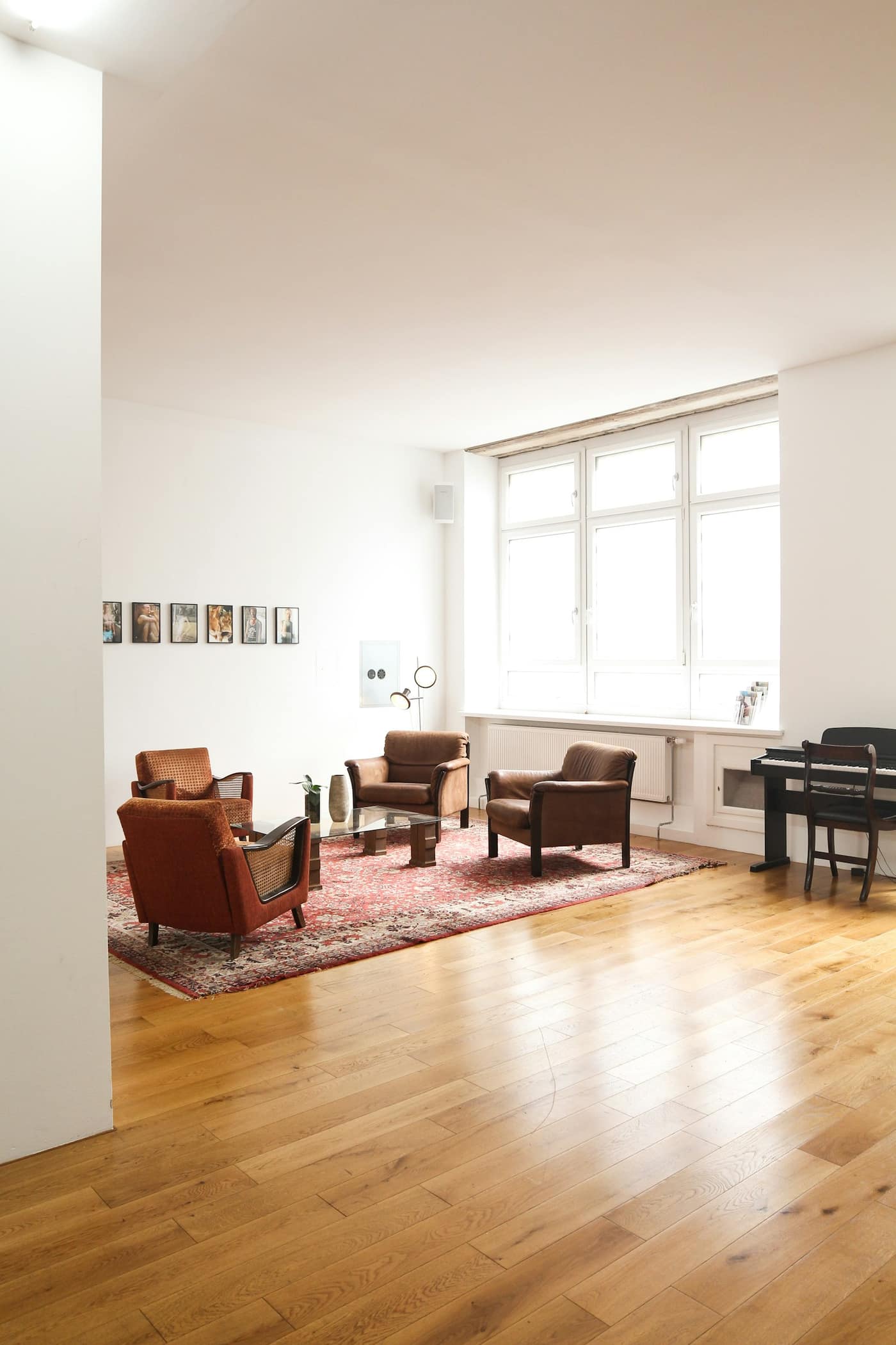 A newly installed wood floor in a room
