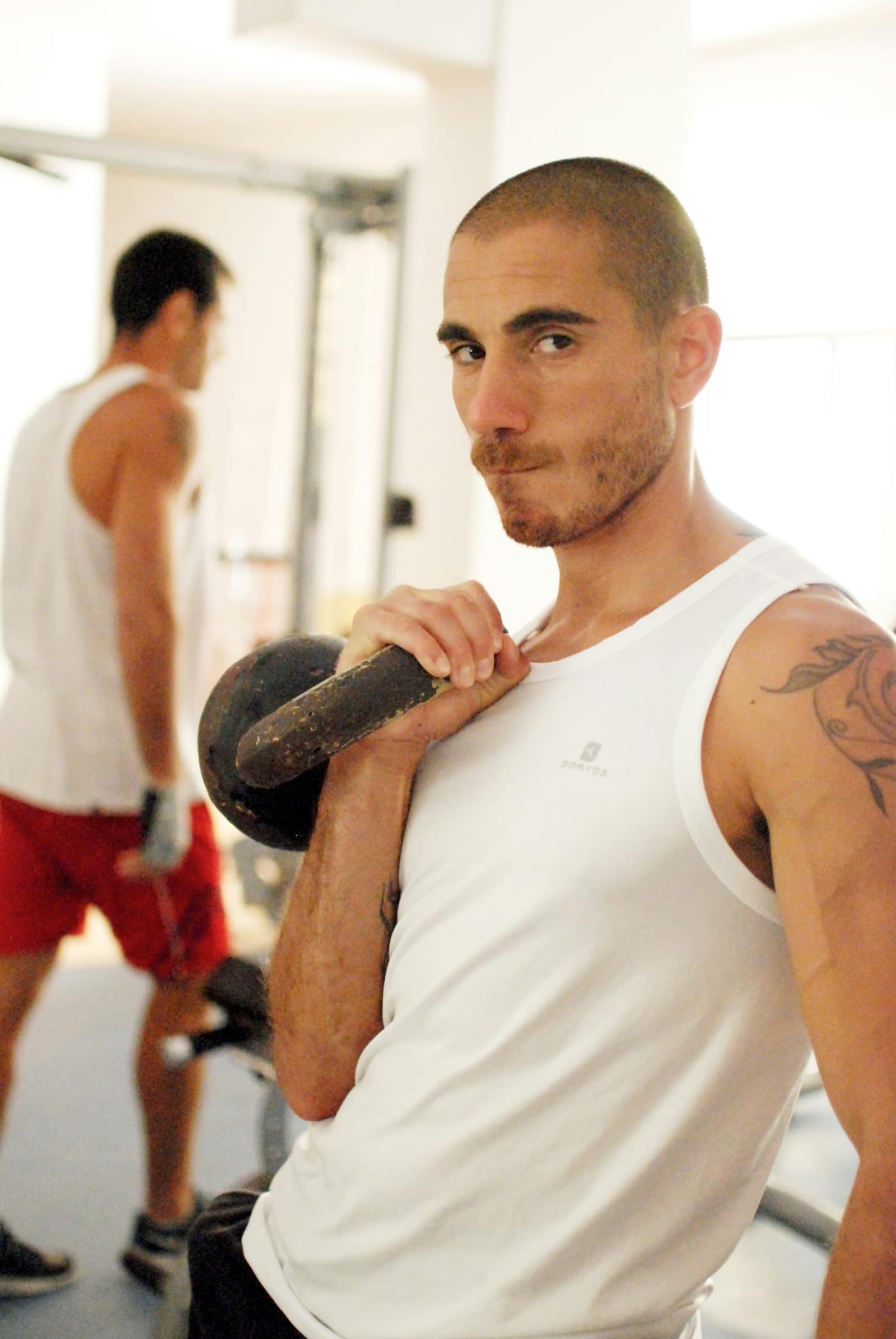A kettlebell in a gym