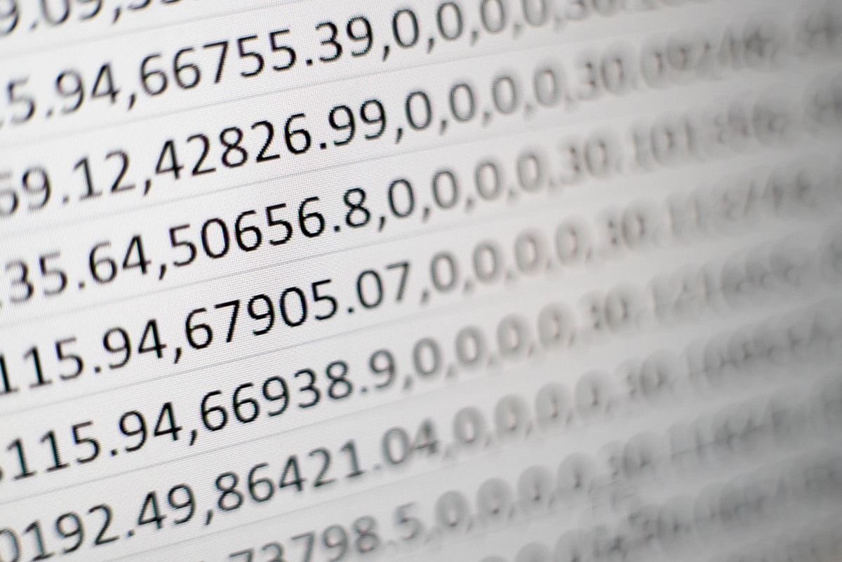 Close-up of a numbered printed document