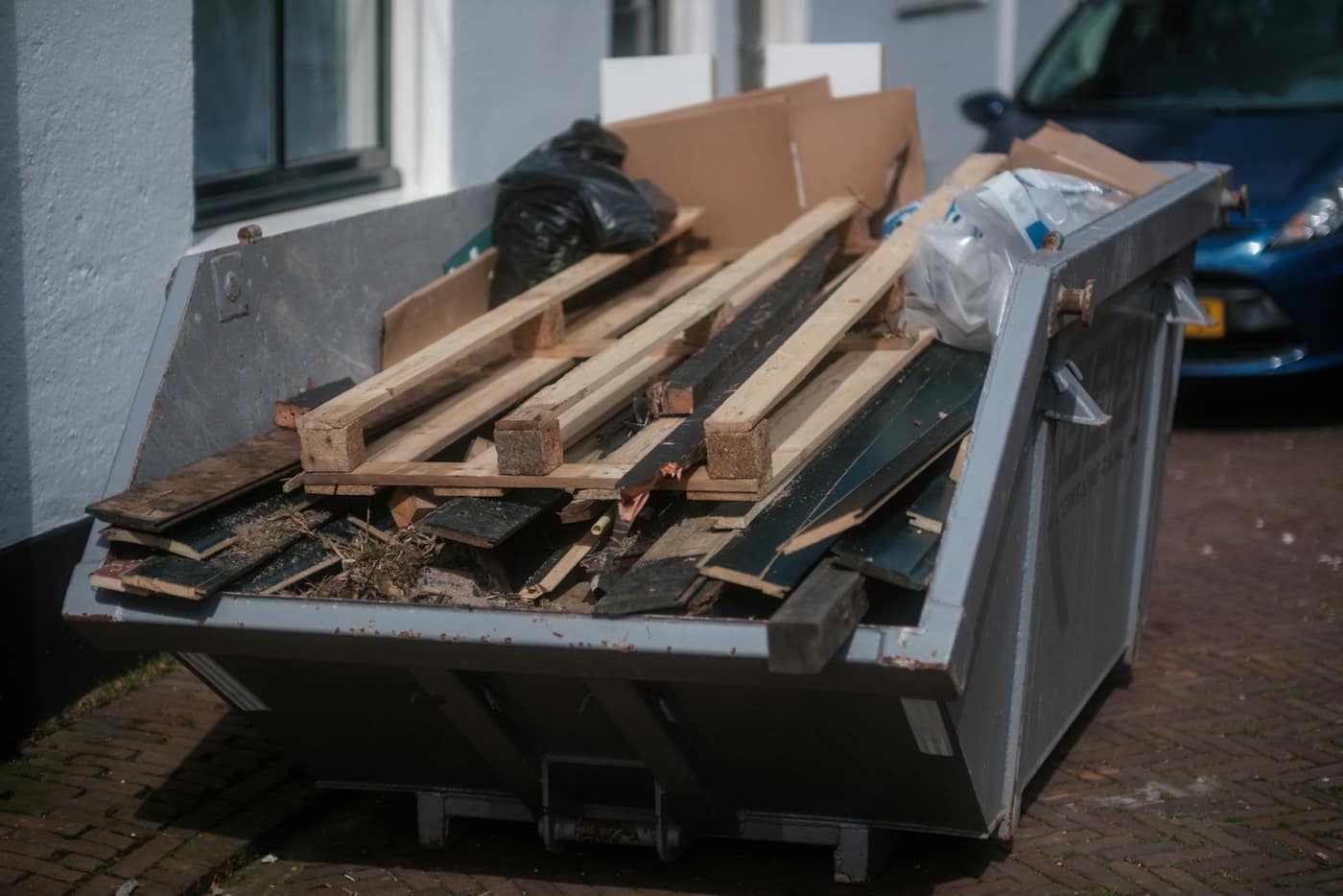 Waste and debris ready for disposal