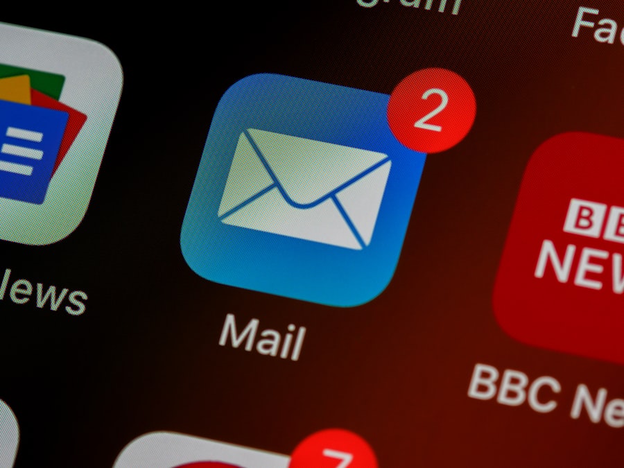 A close-up of an email notification on a phone