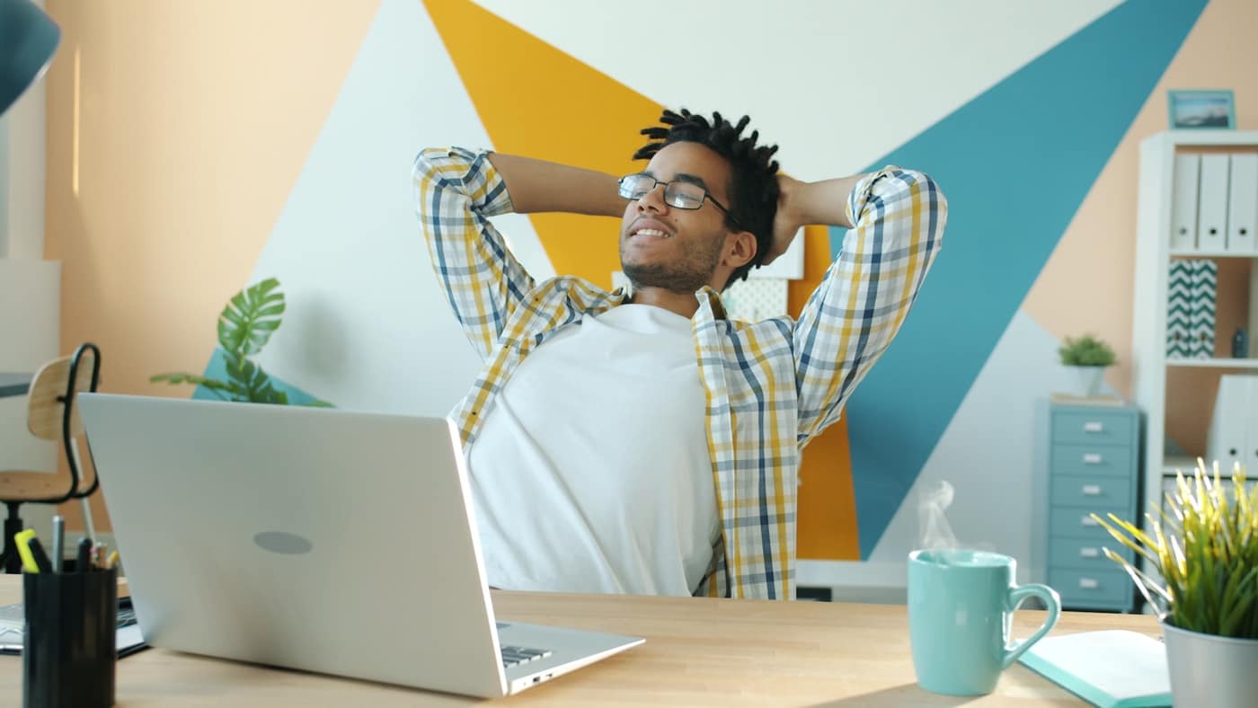 A sole trader working at a desk